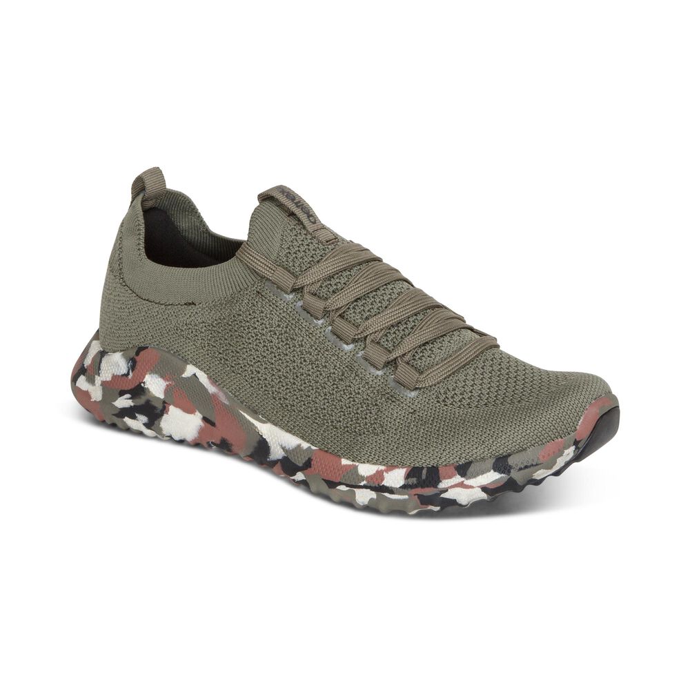 Aetrex Women's Carly Arch Support Sneakers - Green | USA TSX0SJG